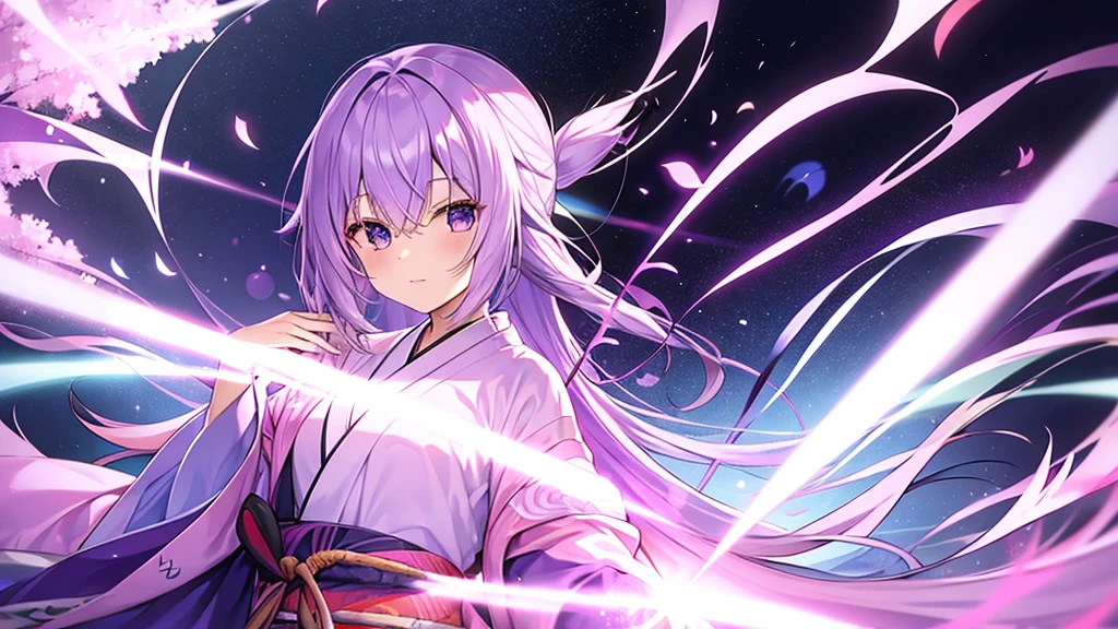 woman clear Light purple hair kimono Anime Style science