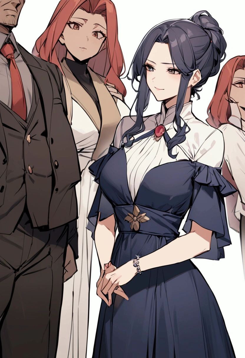 Beautiful, attractive, strong facial expression, boss,woman,attractive dress,cunning, loyal,one woman