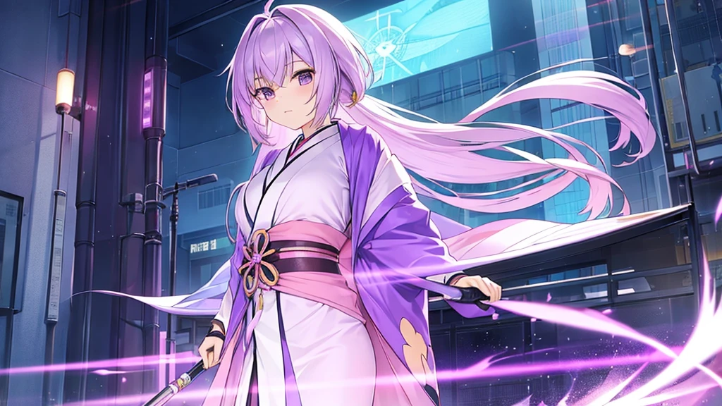 woman　clear　Light purple hair　　kimono　　Anime Style　　science
