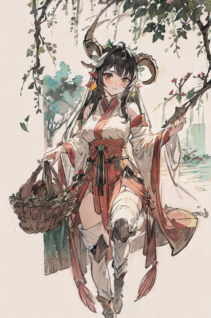 faunesa, goat legs, leaf outfit holding a leaf bow