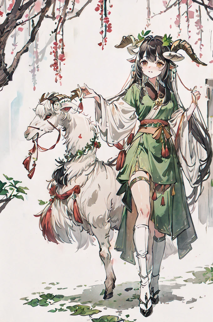 faunesa, goat legs, leaf outfit holding a leaf bow