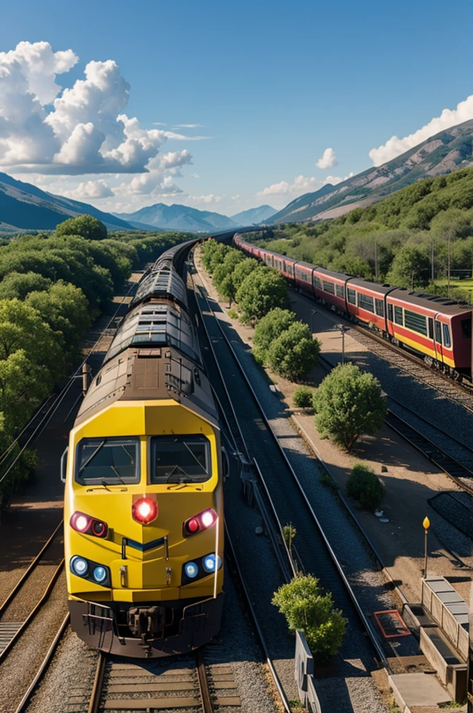 The train is battling Pokémon.