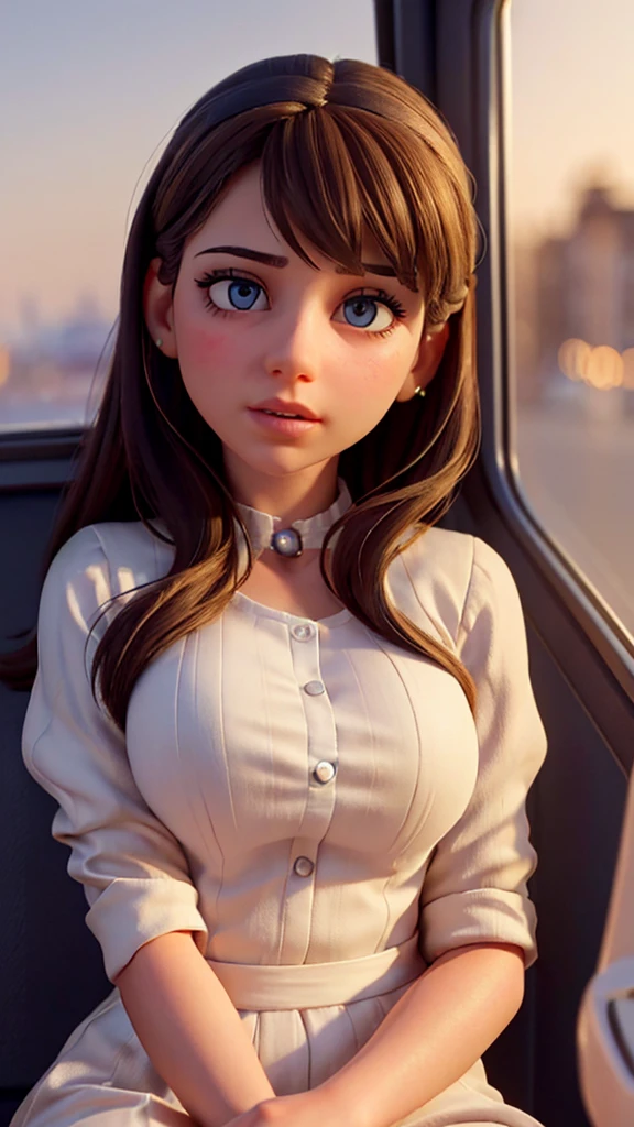 a girl sitting on her boyfriend's lap in a bus, beautiful detailed eyes, beautiful detailed lips, extremely detailed eyes and face, long eyelashes, intimate moment, tender embrace, romantic atmosphere, warm lighting, soft focus, cinematic composition, muted color palette, (best quality, 4k, 8k, highres, masterpiece:1.2), ultra-detailed,(realistic, photorealistic, photo-realistic:1.37), cinematic lighting, dramatic shadows, depth of field, emotional, intimate, tender, romance