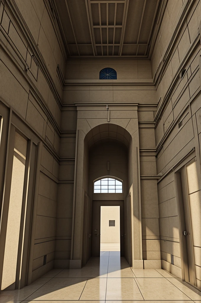 Penitentiary center entrance interior perspective sketch