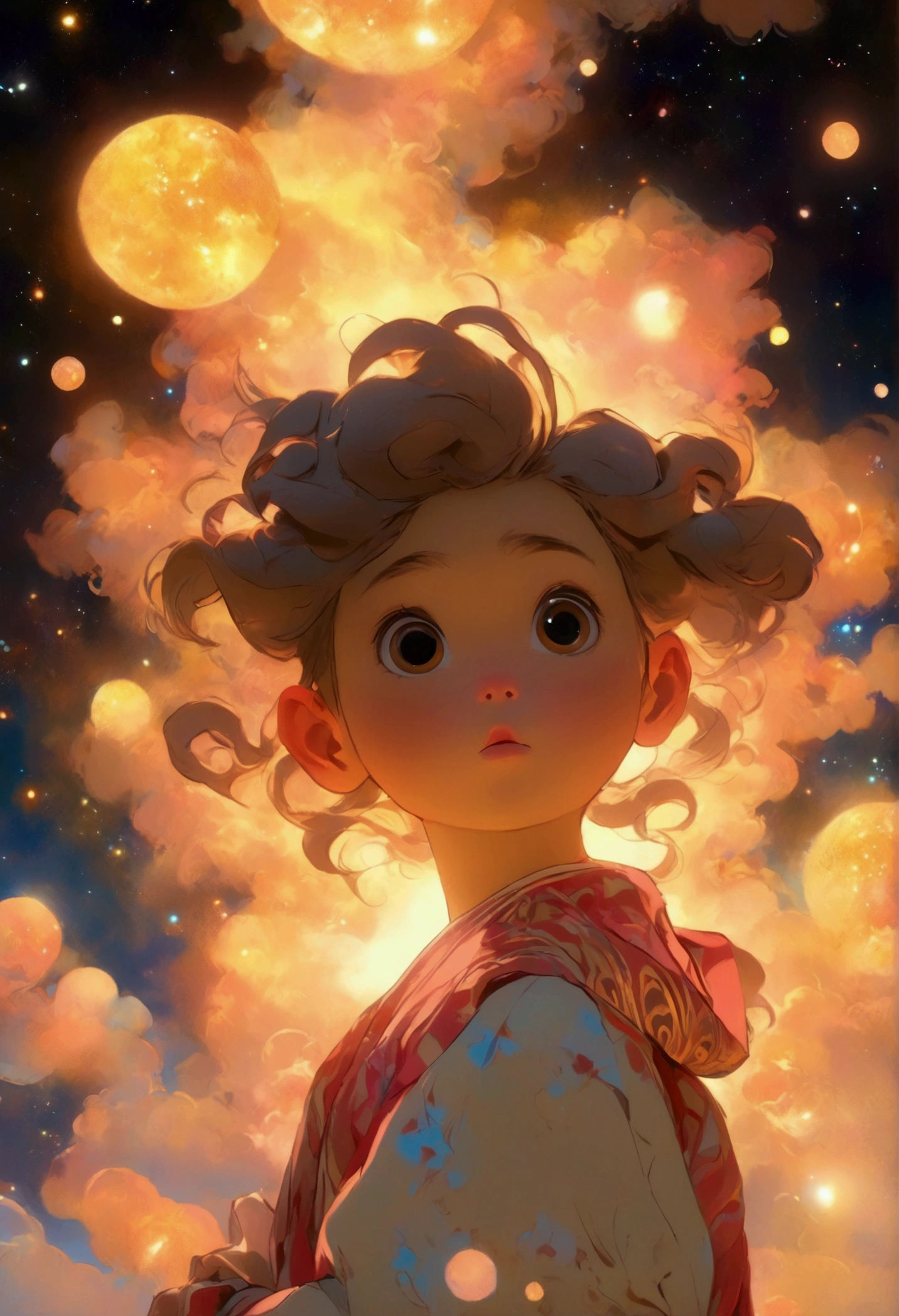 (null飛ぶ子犬), null, 星nullの至点, Inspired by the colorful glow of distant celestial bodies, lighting up the night null with a gentle hint of warmth and longing for the beauty that exists far beyond our reach, whole body, Award-winning, Movie stills, Emotional, Vignette, dynamic, Vivid, (masterpiece, Highest quality, Professional, Perfect composition, so beautiful, Absurd, Very detailed, Intricate details:1.3)