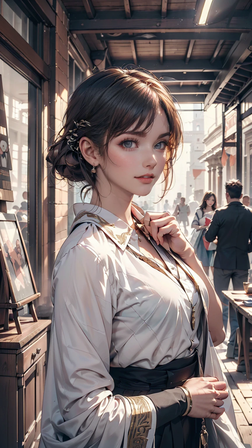 ((最high quality, 8k, masterpiece: 1.3, Ultra HD, high quality, 最high quality, High resolution, realism)) 、that'Cleopatra、Inside an ancient Egyptian palace、Using her body to seduce Julius Caesar of Rome