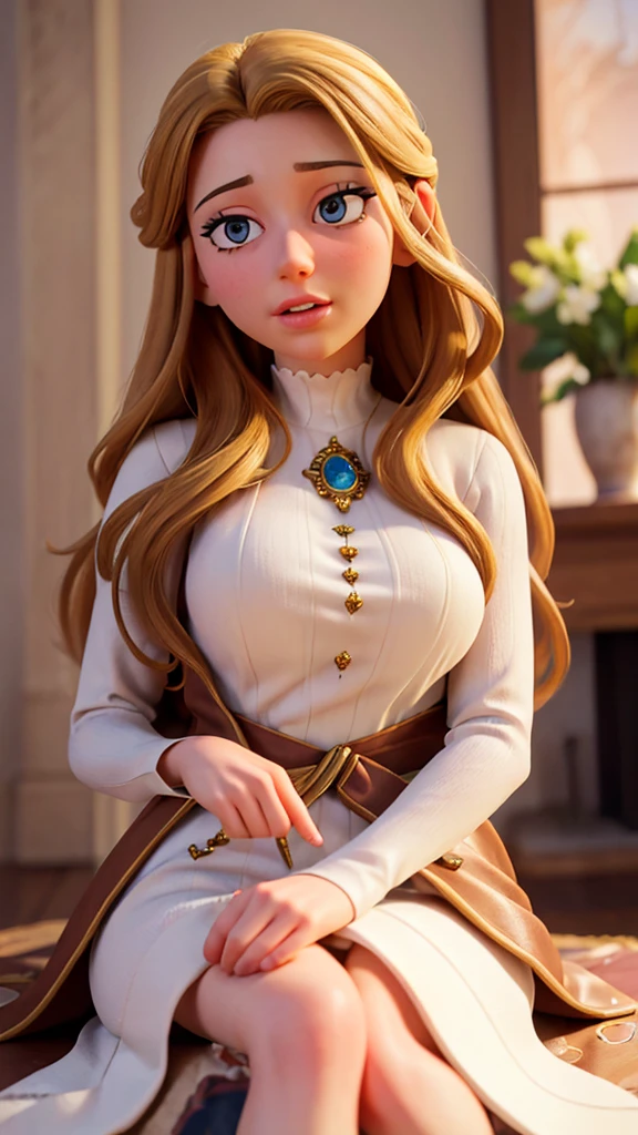 a beautiful woman sitting in her boyfriend's lap, long flowing hair, intimate romantic pose, detailed facial features, glowing skin, tender embrace, warm lighting, soft focus, muted colors, detailed eyes, nose, lips, long eyelashes, flowing dress, affectionate expression, cozy indoor scene, (best quality,4k,8k,highres,masterpiece:1.2),ultra-detailed,(realistic,photorealistic,photo-realistic:1.37)