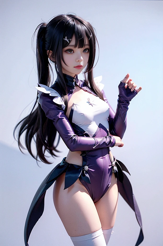 C2, MiyuMagicalGirl,small breasts,highly detailed face, (perfect hands, perfect anatomy),white background,simple background