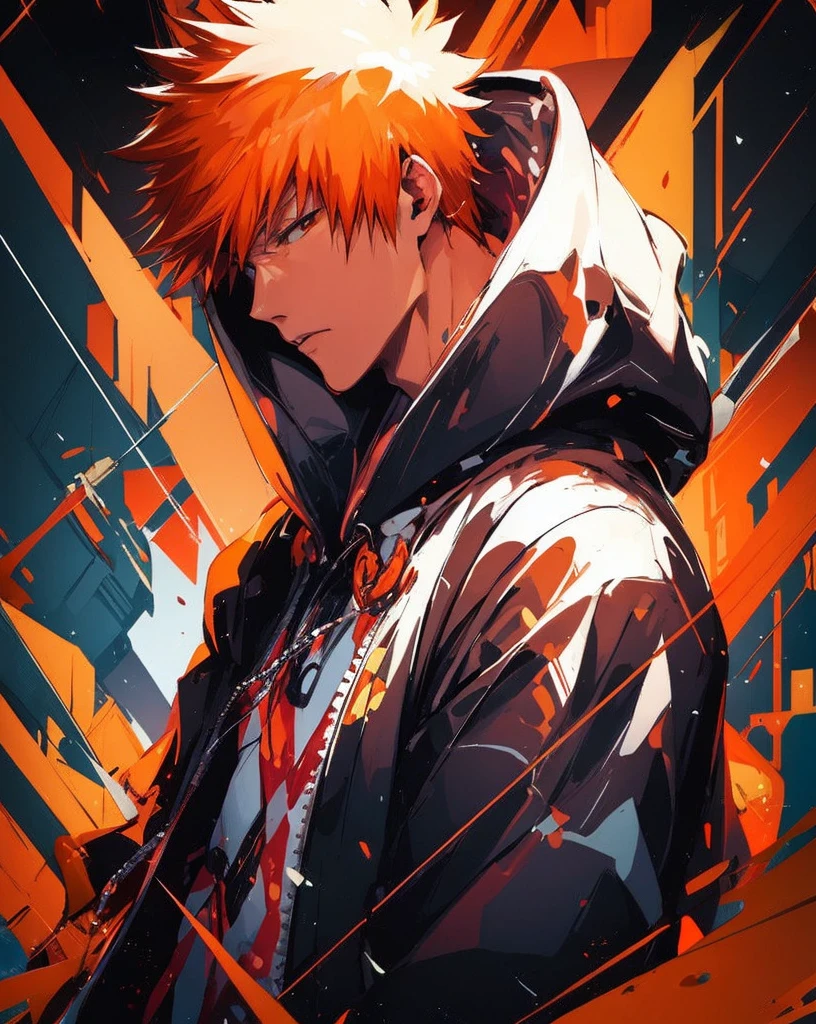 A man with orange hair and a hooded jacket is standing in front of a building, strawberry kurosaki, strawberry, anime wallpaper 4k, anime wallpaper 4k, Anime boy with orange hair, Ultra HD Anime Wallpaper, Amazing anime 8k, 4k anime wallpaper, bleach manga style, anime art wallpaper 4k, anime art wallpaper 4k, 4K Manga Wallpapers