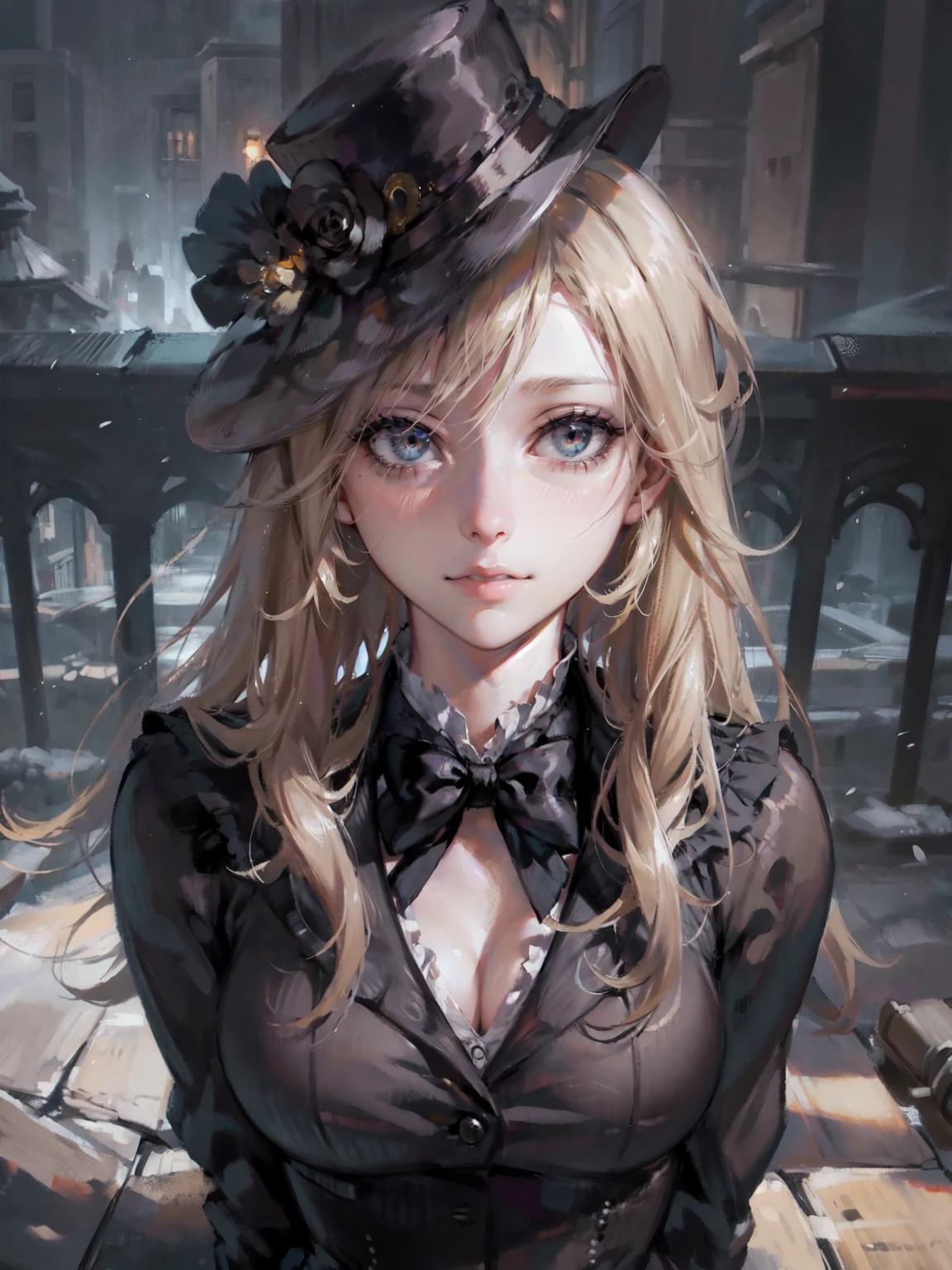 a girl in a waistcoat, tailcoat, trousers and a top hat, after rain street, Victorian England, 1girl, beautiful detailed eyes, beautiful detailed lips, extremely detailed eyes and face, long eyelashes, beautiful detailed portrait, intricate detailed clothing, wet clothing, water droplets, rainy street, cobblestone street, Victorian era architecture, overcast sky, moody lighting, cinematic composition, realistic lighting, photorealistic, 8k, hyperdetailed, masterpiece, hyper realistic