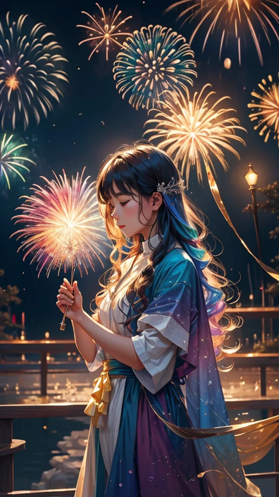 Soap bubble、無数のSoap bubble、Bubble、Soap bubbleたちに囲まれて、Mysterious Landscape、firework、firework大会、Rainbow colorsのfireworkが打ちあがっている瞬間、夜nullとともに、幻想的な海景色で壮大なfirework、future都市、Highest quality、masterpiece, (Diffuse reflection of light:1.2), When the fantastic rainbow turns into shadow, bathed in a mystical atmosphere.Soap bubbleたちも見ています, Cast magic spells. evoke a sense of wonder and awe. A fusion of natural grandeur and magic, Weaving dreams into reality. Behold, null, And the unknown, Fleeting、And an eternal moment, 16K, Ultra-high resolution.Realistic, Ultra-high resolution, to be born,future、Rainbow colorsに光り輝く、Rainbow colors、The world 30 years from now。