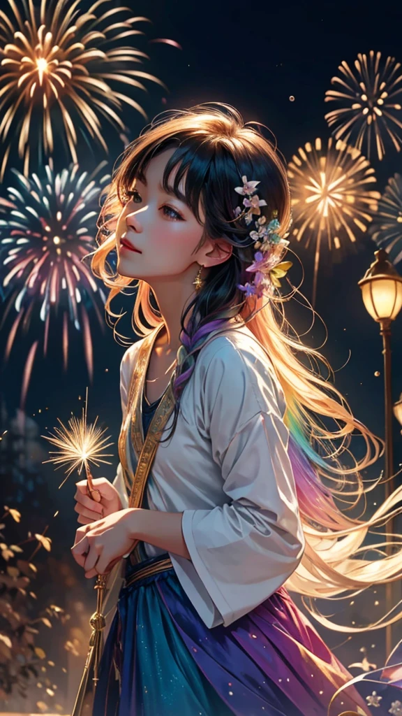 Soap bubble、無数のSoap bubble、Bubble、Soap bubbleたちに囲まれて、Mysterious Landscape、firework、firework大会、Rainbow colorsのfireworkが打ちあがっている瞬間、夜nullとともに、幻想的な海景色で壮大なfirework、future都市、Highest quality、masterpiece, (Diffuse reflection of light:1.2), When the fantastic rainbow turns into shadow, bathed in a mystical atmosphere.Soap bubbleたちも見ています, Cast magic spells. evoke a sense of wonder and awe. A fusion of natural grandeur and magic, Weaving dreams into reality. Behold, null, And the unknown, Fleeting、And an eternal moment, 16K, Ultra-high resolution.Realistic, Ultra-high resolution, to be born,future、Rainbow colorsに光り輝く、Rainbow colors、The world 30 years from now。