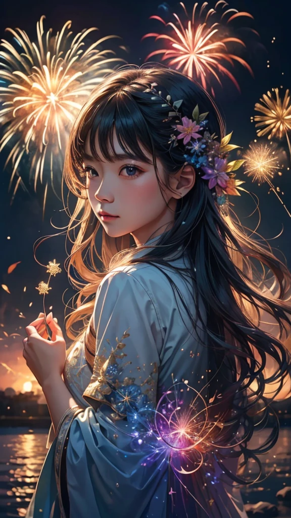 Soap bubble、無数のSoap bubble、Bubble、Soap bubbleたちに囲まれて、Mysterious Landscape、firework、firework大会、Rainbow colorsのfireworkが打ちあがっている瞬間、夜nullとともに、幻想的な海景色で壮大なfirework、future都市、Highest quality、masterpiece, (Diffuse reflection of light:1.2), When the fantastic rainbow turns into shadow, bathed in a mystical atmosphere.Soap bubbleたちも見ています, Cast magic spells. evoke a sense of wonder and awe. A fusion of natural grandeur and magic, Weaving dreams into reality. Behold, null, And the unknown, Fleeting、And an eternal moment, 16K, Ultra-high resolution.Realistic, Ultra-high resolution, to be born,future、Rainbow colorsに光り輝く、Rainbow colors、The world 30 years from now。