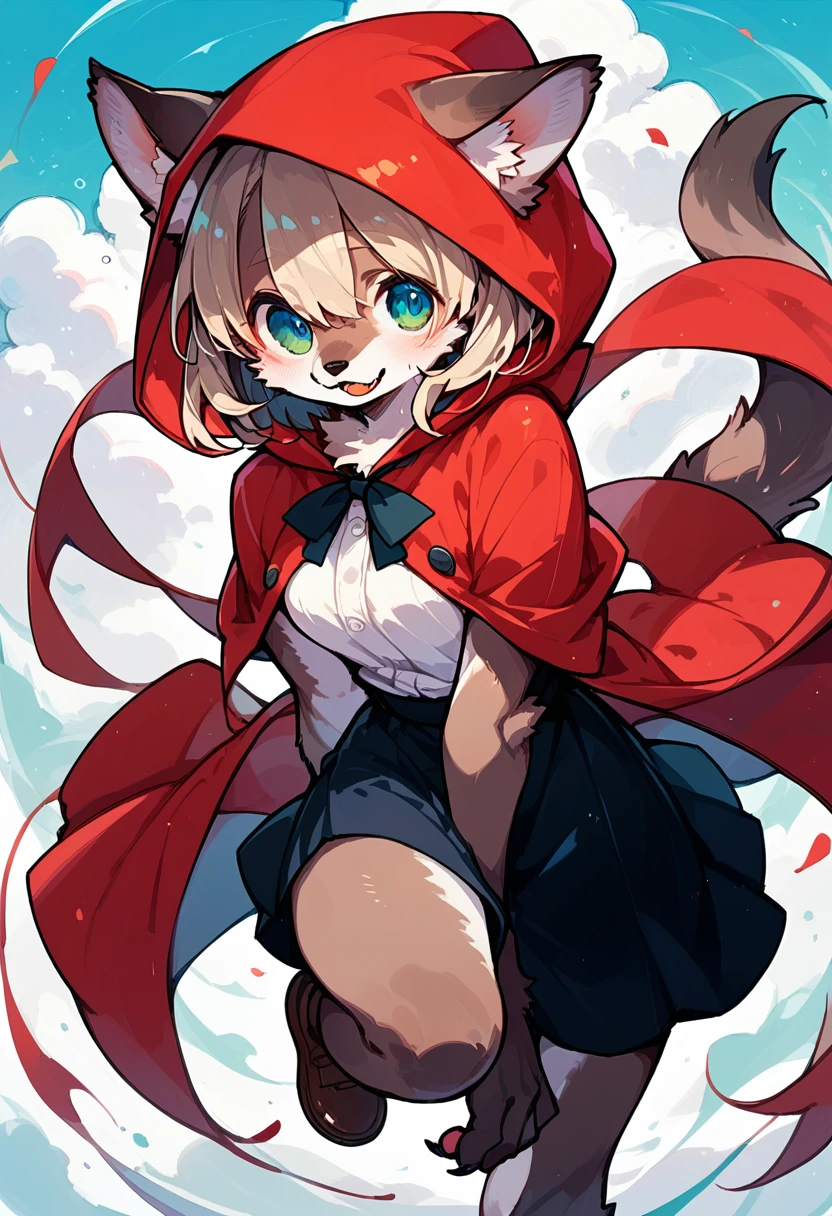 A doujinshi cover with a The werewolf of the bartender and the guest's Red Riding Hood, furry, kemono, with some elements of comedy manga,