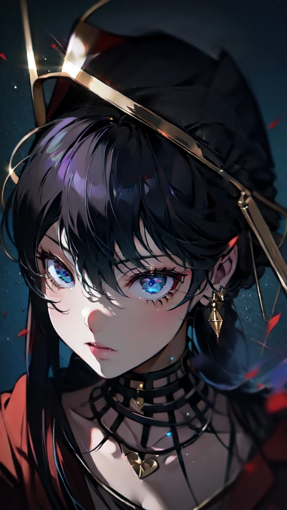 (Highest quality),(masterpiece), 8k,Very detailed, Detailed light, Best Shadow,Detailed reflective eyes, Beautiful Eyes, Very detailedな顔,One person,Gloss,Fantasy,Quiet anger,Expressionless,looking at the camera,front,Black Hair,Yor briar,Spy&Family,assassin,darkness,face is dirty for painting,Dynamic Angle,