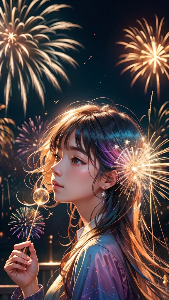 Soap bubbleとfirework、Soap bubble、無数のSoap bubble、Bubble、Soap bubbleたちに囲まれて、Mysterious Landscape、firework、firework大会、Rainbow colorsのfireworkが打ちあがっている瞬間、夜nullとともに、幻想的な海景色で壮大なfirework、future都市、Highest quality、masterpiece, (Diffuse reflection of light:1.2), When the fantastic rainbow turns into shadow, bathed in a mystical atmosphere.Soap bubbleたちも見ています, Cast magic spells. evoke a sense of wonder and awe. A fusion of natural grandeur and magic, Weaving dreams into reality. Behold, null, And the unknown, Fleeting、And an eternal moment, 16K, Ultra-high resolution.Realistic, Ultra-high resolution, to be born,future、Rainbow colorsに光り輝く、Rainbow colors、The world 30 years from now。