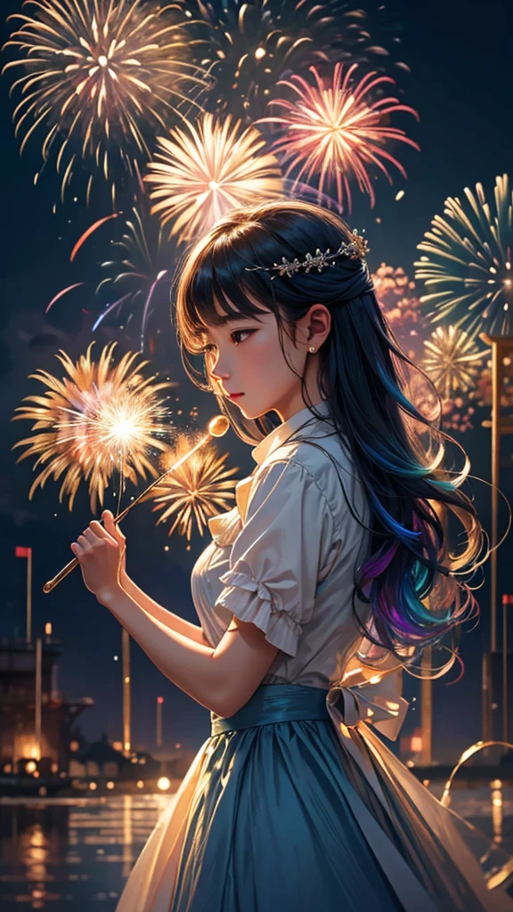 Soap bubbleとfirework、Soap bubble、無数のSoap bubble、Bubble、Soap bubbleたちに囲まれて、Mysterious Landscape、firework、firework大会、Rainbow colorsのfireworkが打ちあがっている瞬間、夜nullとともに、幻想的な海景色で壮大なfirework、future都市、Highest quality、masterpiece, (Diffuse reflection of light:1.2), When the fantastic rainbow turns into shadow, bathed in a mystical atmosphere.Soap bubbleたちも見ています, Cast magic spells. evoke a sense of wonder and awe. A fusion of natural grandeur and magic, Weaving dreams into reality. Behold, null, And the unknown, Fleeting、And an eternal moment, 16K, Ultra-high resolution.Realistic, Ultra-high resolution, to be born,future、Rainbow colorsに光り輝く、Rainbow colors、The world 30 years from now。