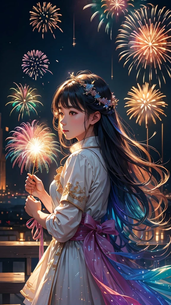 Soap bubbleとfirework、Soap bubble、無数のSoap bubble、Bubble、Soap bubbleたちに囲まれて、Mysterious Landscape、firework、firework大会、Rainbow colorsのfireworkが打ちあがっている瞬間、夜nullとともに、幻想的な海景色で壮大なfirework、future都市、Highest quality、masterpiece, (Diffuse reflection of light:1.2), When the fantastic rainbow turns into shadow, bathed in a mystical atmosphere.Soap bubbleたちも見ています, Cast magic spells. evoke a sense of wonder and awe. A fusion of natural grandeur and magic, Weaving dreams into reality. Behold, null, And the unknown, Fleeting、And an eternal moment, 16K, Ultra-high resolution.Realistic, Ultra-high resolution, to be born,future、Rainbow colorsに光り輝く、Rainbow colors、The world 30 years from now。