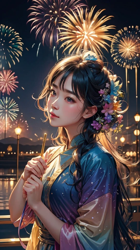 Soap bubbleとfirework、Soap bubble、無数のSoap bubble、Bubble、Soap bubbleたちに囲まれて、Mysterious Landscape、firework、firework大会、Rainbow colorsのfireworkが打ちあがっている瞬間、夜nullとともに、幻想的な海景色で壮大なfirework、future都市、Highest quality、masterpiece, (Diffuse reflection of light:1.2), When the fantastic rainbow turns into shadow, bathed in a mystical atmosphere.Soap bubbleたちも見ています, Cast magic spells. evoke a sense of wonder and awe. A fusion of natural grandeur and magic, Weaving dreams into reality. Behold, null, And the unknown, Fleeting、And an eternal moment, 16K, Ultra-high resolution.Realistic, Ultra-high resolution, to be born,future、Rainbow colorsに光り輝く、Rainbow colors、The world 30 years from now。