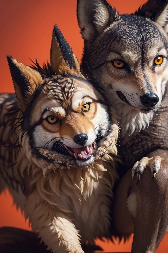 maned wolf fucking a rabbit , anal sex, naked, canine knot, red canine penis