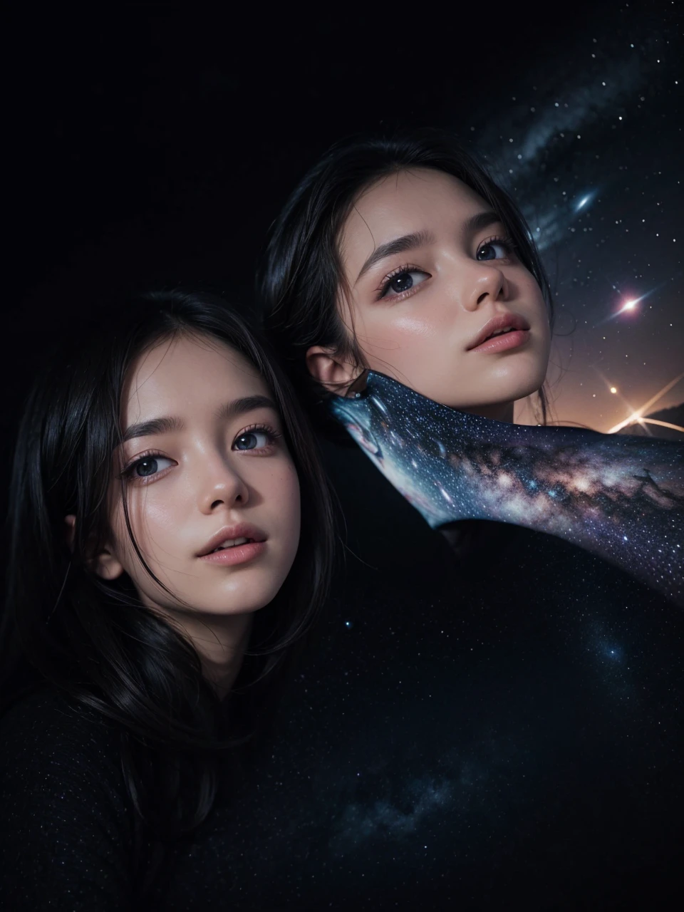 create a photo background of a starry sky landscape