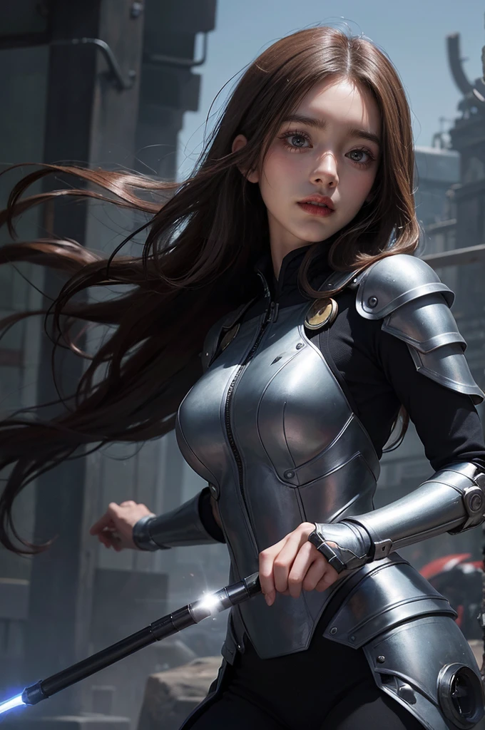 Ticker mechanism, Beautiful Eyes, Upper Body, (Mechanic Armor), Portraiture、abyss、Shooting with a wide-angle lens,Lightning from Sharingan's hand、fly in the sky、perfection、Neon Light, 8k, born, Highest quality, Tabletop, Ultra-high resolution, colorful, (medium wide shot), (Dynamic Perspective), Sharp focus , (Depth of written boundary, Bokeh:1.3), Very detailed目と顔,Ninja Artist, Beautiful detailed eyelashes gold, Trim Gear:1.2), ((Tabletop, Highest quality)), Detailed Background, Inside the spaceship、Grab your weapon、(Gray Hair)、blue eyes、ponytail、dirty、born物発光、Many crescent moons、Shot with Canon R5、Dark fantasy,masterpiece,Plug in、spectrum、Space City、HVery detailed beautiful porcelain profile female android face、Complex 3d rendering of a headset、cyborg、Robot parts、150mm、Beautiful studio soft light、Rim Light、Sharp details、Gorgeous cyberpunk、Ren Hao、Surreal、Anatomical、Facial muscles、Cable Wire Microchip、elegant、Beautiful background、Get down on one knee、Octane Rendering、HR Giger Style、8k、Highest quality、masterpiece、Awareness-raising、Very delicate and beautiful、Very detailed、Hmph ,Unity ,wall-,grow, Attention to detail, masterpiece,Highest quality,Official Art,HVery detailed ticker Unity 8k wallpapers、、Silver Beads、((Whole Body Ezbian))
