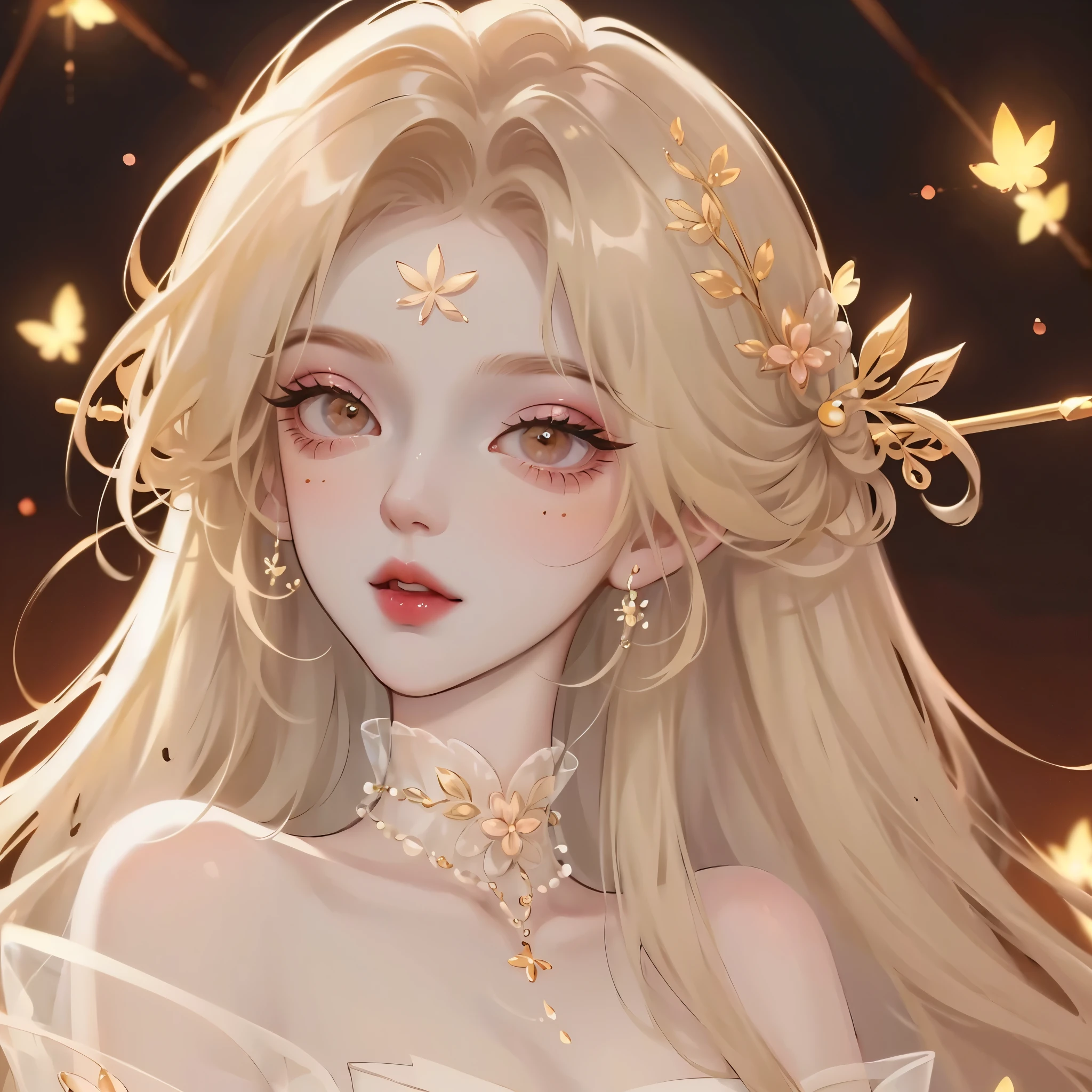 ((masterpiece)),high quality,Extremely detailed,Blonde+White clothing:1.2,Sweet and delicate girl,Bijai,Lolita prostitute，Exquisite facial features,Perfect body，Pearl decorated face，There are bubbles around,Bright colors,Romantic long hair,Natural light,Warm and sweet,Brown eyes,Gorgeous hair accessories，Pink clothing
