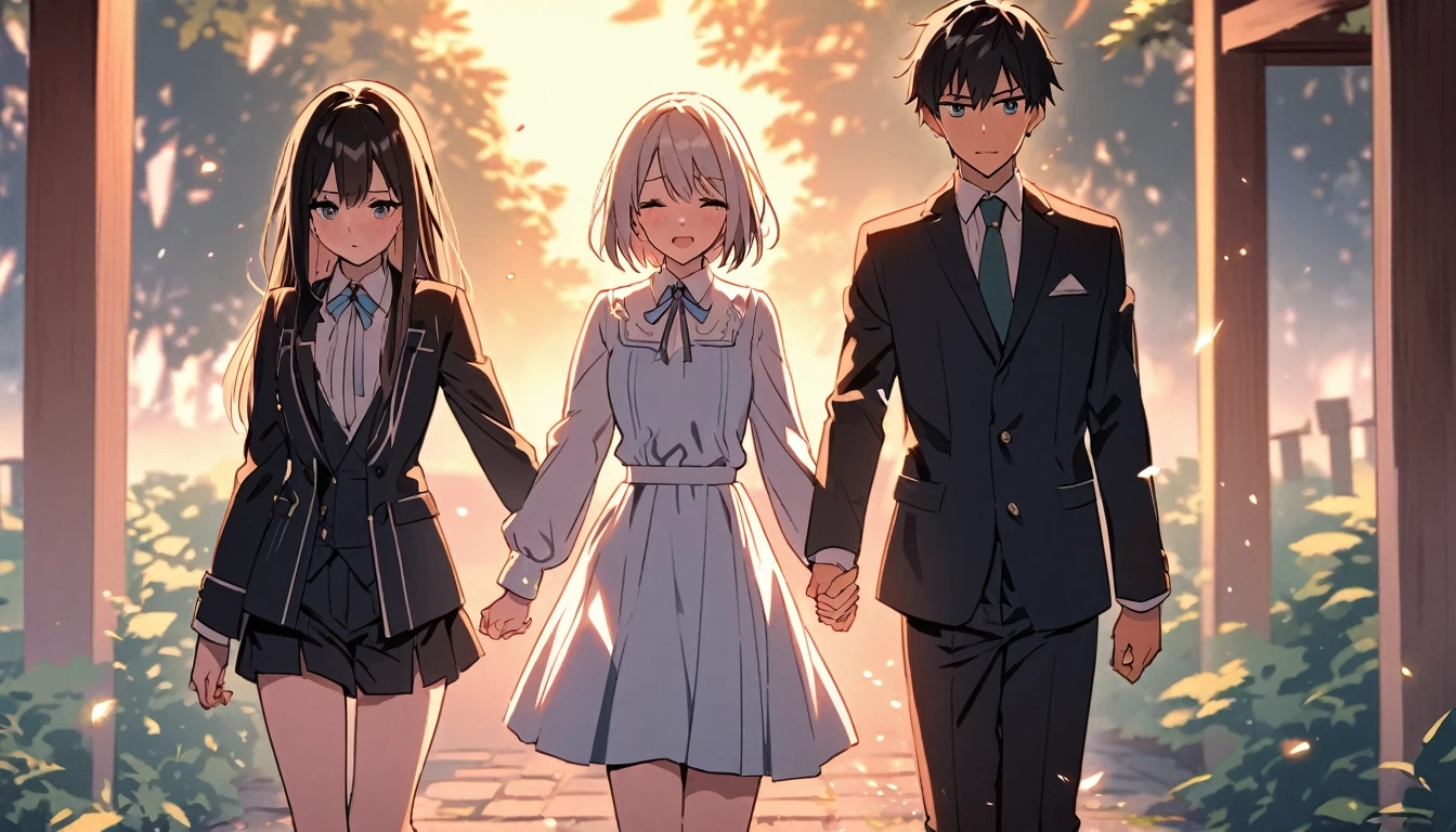 A scene where an 18-year-old boy takes the hand of an 18-year-old girl and they start walking together. The two of them support each other and face difficulties.
