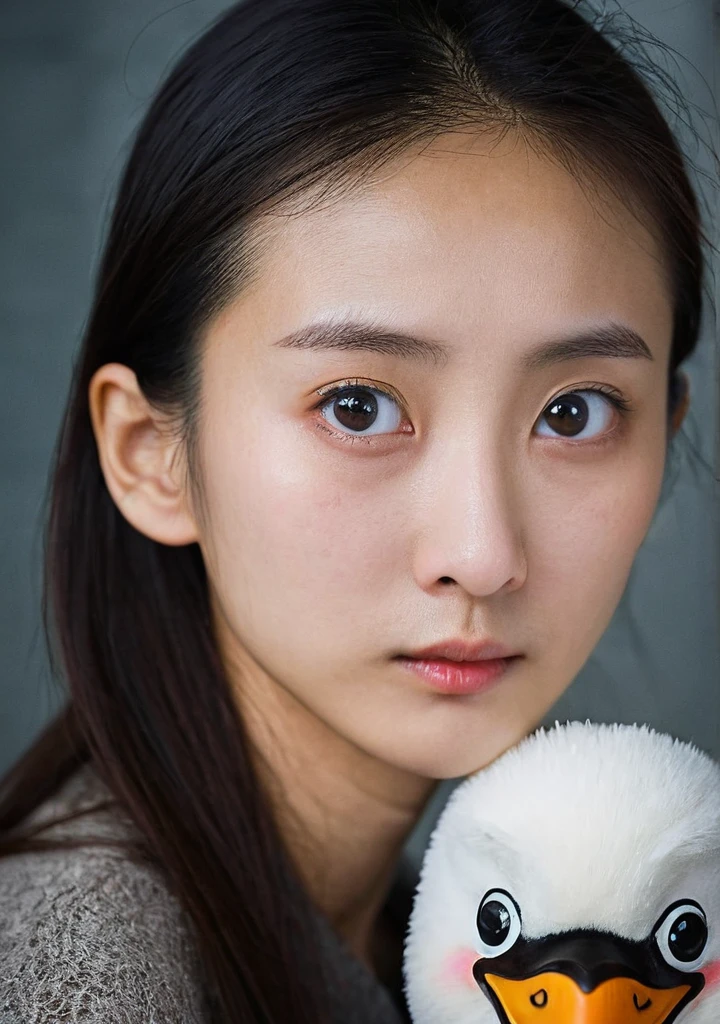 girl, 独奏, Mug shot, Cold expression, Lady, High nose, Swan neck, Slender eyes, big eyes