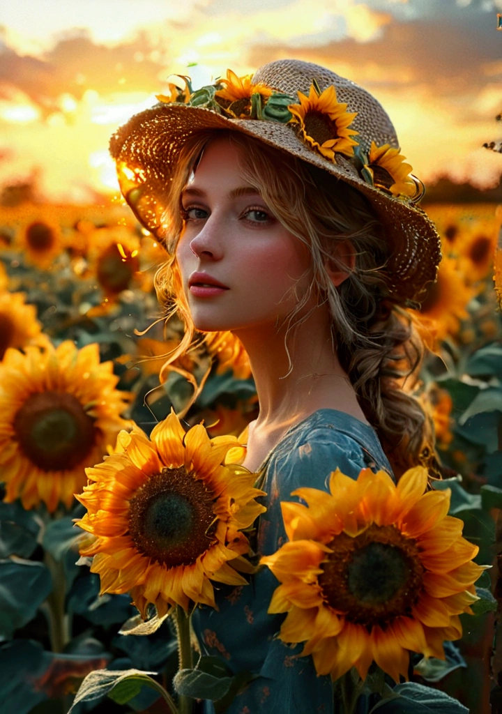 Big and beautiful sunflowers, realistic and realistic