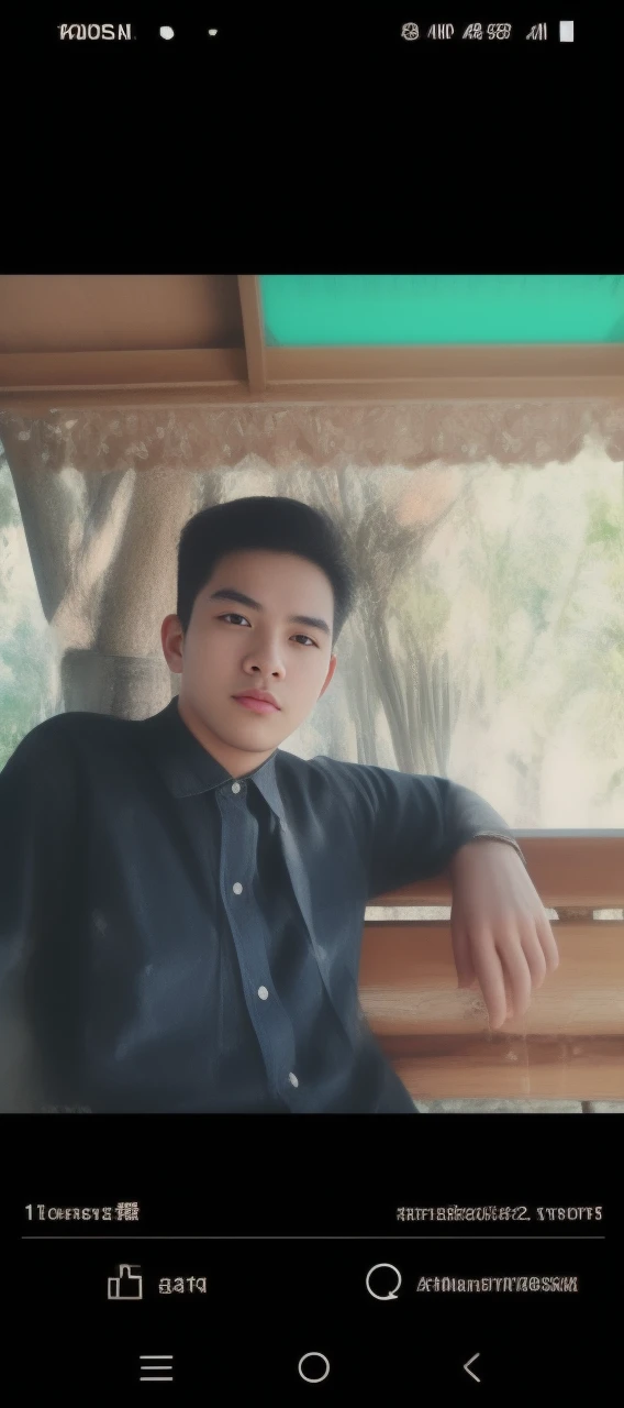 a handsome young man, close-up portrait, Southeast Asian appearance, round face, black eyes staring directly at the viewer, double eyelids, short black hair, t-shirt, strong muscular build, standing on a beach with a sunset in the background, realistic, masterpiece, best quality, 8k, 45 gigapixel resolution, digital painting, HDR, high contrast, lens flare, chromatic aberration