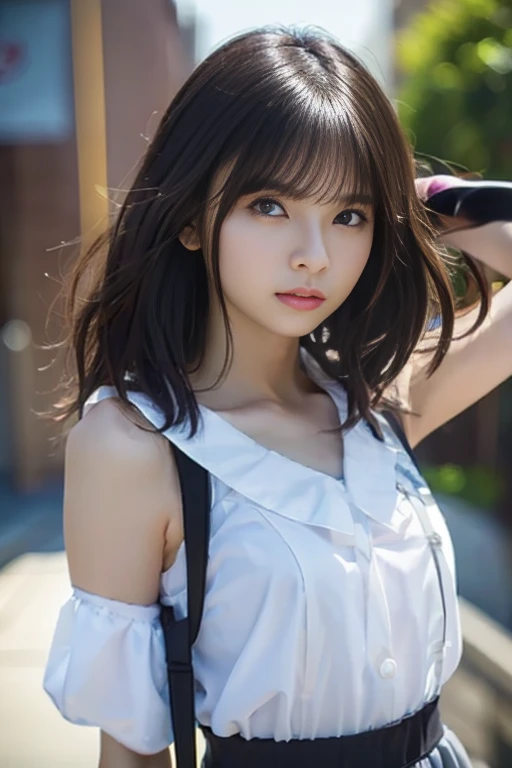 Random posture、Mix 4、(8k、RAW Photos、Highest quality、masterpiece:1.2)、(Realistic、Photorealistic:1.37)、One Girl、cute、Full body image、walk、Your whole face is in the photo.、Dark brown hair in loose waves blowing in the wind、Proudly、White button-up shirt、Black leather tight skirt、Professional Lighting、Photon Mapping、Physically Based Rendering,Gradient black hair, Short Curly Hair, Handsome, With a girl, Highest qualityの写真, High resolution, 1080P, (Clear Face), (Detailed face description), (Detailed hand description)、(masterpiece)、(Exquisite CGI)、Extreme light and shadow、Masterpieces、Rich details、(Beautiful Faces)、(Highest qualityの写真)、(masterpiece)、(Detailed eyes)、Looking Ahead、Thin clavicle