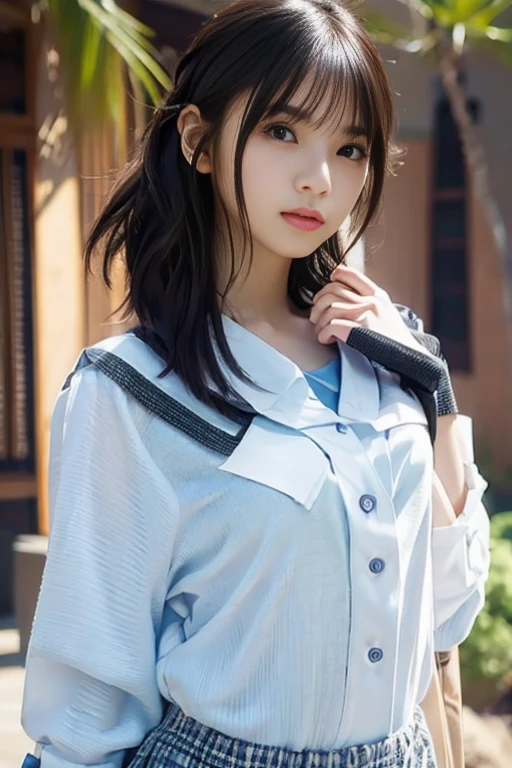 Random posture、Mix 4、(8k、RAW Photos、Highest quality、masterpiece:1.2)、(Realistic、Photorealistic:1.37)、One Girl、cute、Full body image、walk、Your whole face is in the photo.、Dark brown hair in loose waves blowing in the wind、Proudly、White button-up shirt、Black leather tight skirt with slits、Professional Lighting、Photon Mapping、Physically Based Rendering,Gradient black hair, Short Curly Hair, Handsome, With a girl, Highest qualityの写真, High resolution, 1080P, (Clear Face), (Detailed face description), (Detailed hand description）、（masterpiece）、（Exquisite CGI）、Extreme light and shadow、Masterpieces、Rich details、（Beautiful Faces）、（Highest qualityの写真）、（masterpiece）、（Detailed eyes）、Looking Ahead、Thin clavicle