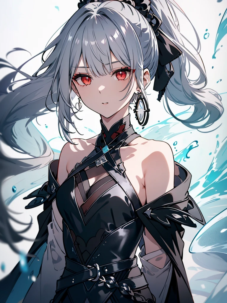 Create a character with white hair, smooth, falling to her waist