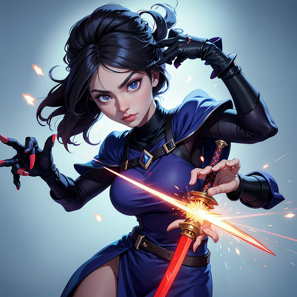 normal hand, fingers crossed, eye, weapon, light particles, sword,  no humans, simple background
