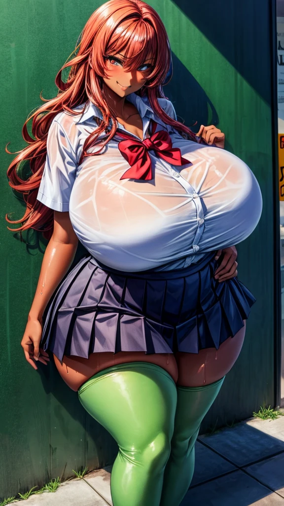 hanekawa tsubasa, ​masterpiece, top-quality, absurderes, 1girl in, looking at the viewers, sitting on, ‎Classroom,  student clothes, eye glasses, Twin braids,  (((Ridiculously large breasts)))、(Ridiculously huge breasts:1.5)、((huge udder))、A smile,