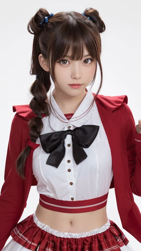 one girl, (a beauty girl, delicate girl:1.3), (:1.3),
break, (cosplayers:1.2), (magical girl costume, cute costume, ruffle skirt, big ribbon:1.2),
break, (white background:1.2),
break, very fine eyes, (symmetrical eyes:1.3),
break, (small breasts:0.5), brown eyes, parted bangs, brown hair, (twin tails),
break, (eyes and faces with detailed:1.0),
break, (masterpiece, best quality, ultra detailed, detailed face, 8k)
