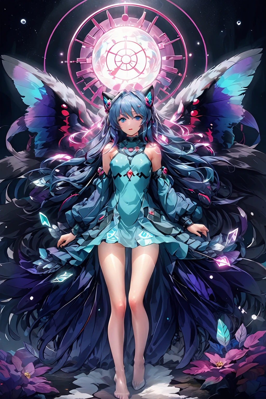 (Highest quality, 4K, 8k, High resolution, masterpiece:1.2), Very detailed, (Realistic, photoRealistic, photo-Realistic:1.37), expressive aesthetics, 1960s counterculture, Brightly colored humanoid, Psychedelic Art, Retro art style, Sharp details, abstract pattern, , , , , , Spiritual world, Psychedelic Background, Fractal Art, Colorful neon lights, A unique and trippy perspective, landscape, Hallucinations, a mind-changing experience, Motion Blur, Fluid movement, Synthesizer Sound, Realistic fur rendering, Rich and vibrant color palette, , Mysterious glow, high contrast lighting, , , One Girl, alone, , , , , , , Glowing Skin, , , Wrist cuff, , , , , Red cheeks, , , , , , Erect nipples, , , Pussy, , Shiny rosy lips, Sexy posture, Dynamic pose,Lens flare, hatsune miku, , orgasm