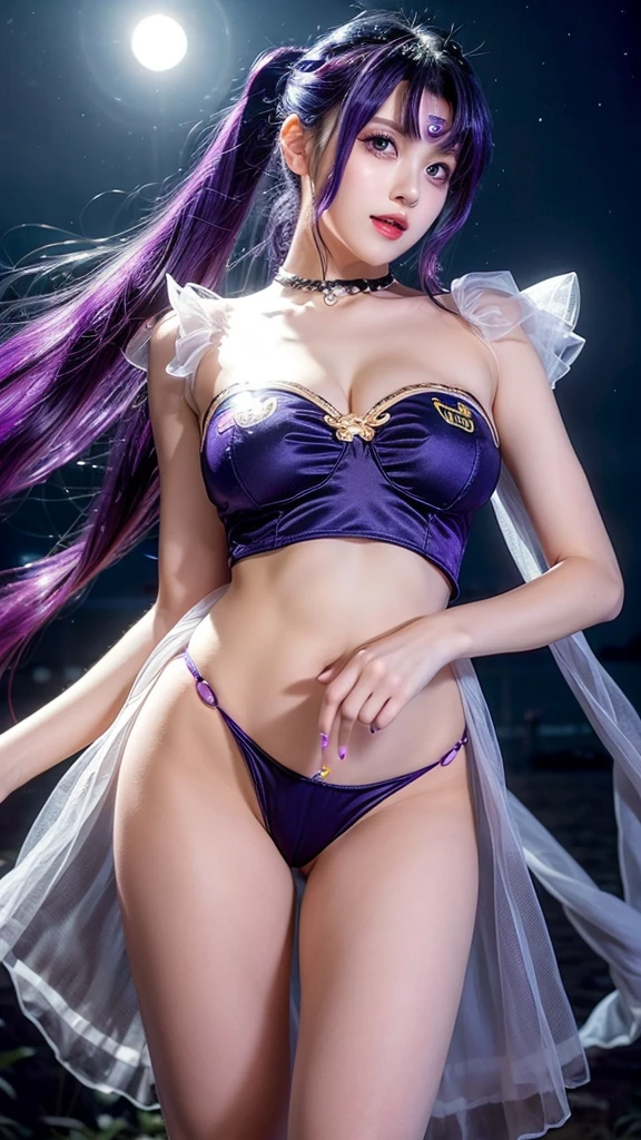 See-through Sailor Moon、Transparent nipples、Big Tits、Sheer skirt、Pantyhose、Pussy line、Purple Hair