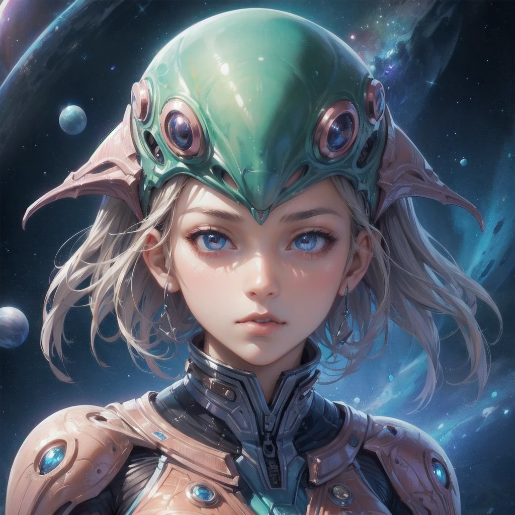 masterpiece, (textured skin), best quality, gorgeous beautiful, (a beautiful girl,alien,mysterious),detailed clothes,large breasts,narrow waist,, (beautiful face), cinematic lighting, (fantasy anime art ),