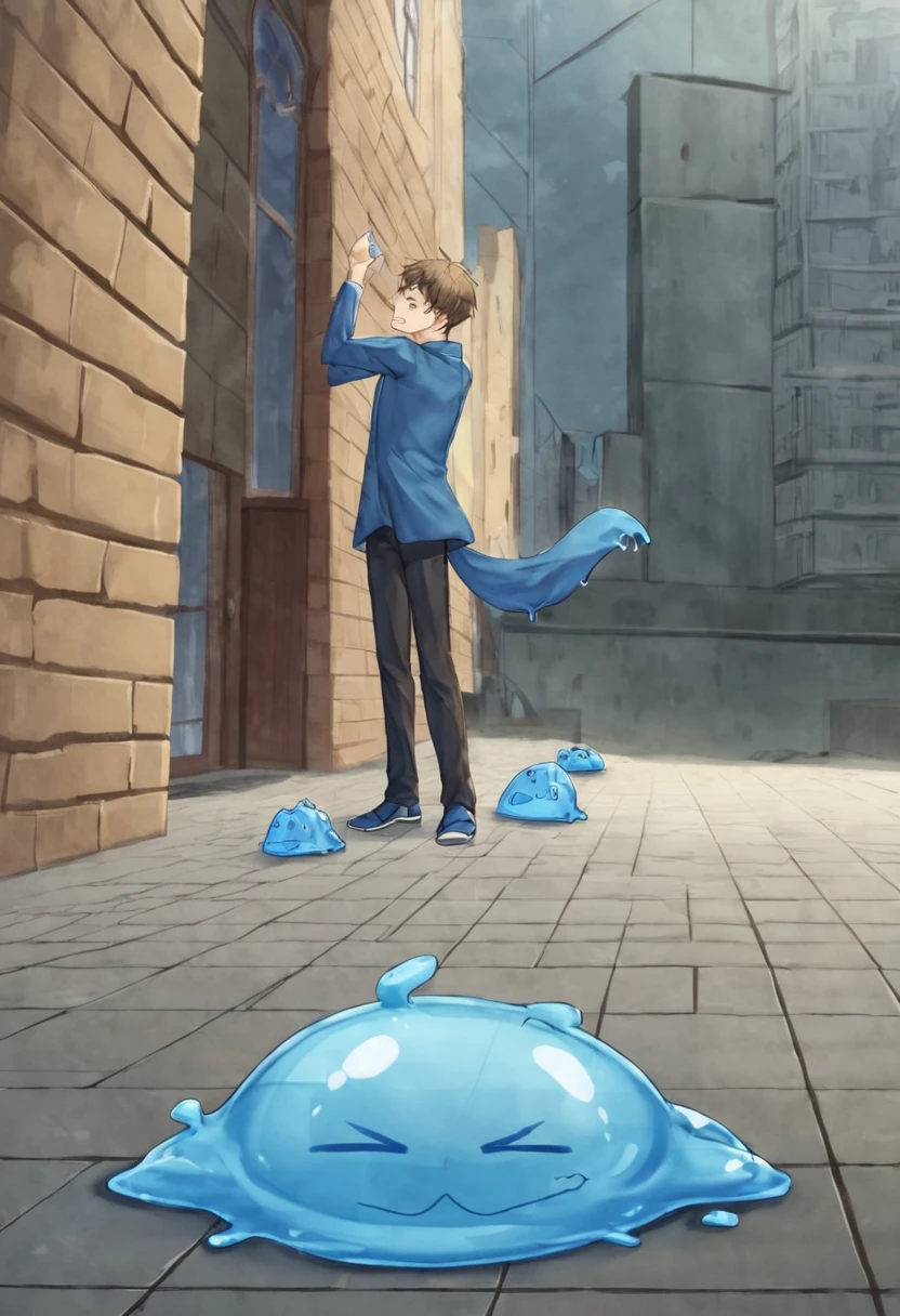 Boys,Little male cat,boy们,Has a tail,charming的,Thin,struggle,eternal,Crystalline,Blue slime,Feet turned into crystal,双手变成Blue slime,illumination,freeze,脚被freeze,charming,boy,Blue crystal feet,穿着Tight Fit衣,plastic,Full body portrait,Smooth,全身Tight Fit衣,Thin,Light blue gel coat,Full body gel coating,outdoor,naked,Small pants,Tight Fit,No clothes,脚陷入Blue Slime,Blue slime,Blue Slime,抱着Blue Slime