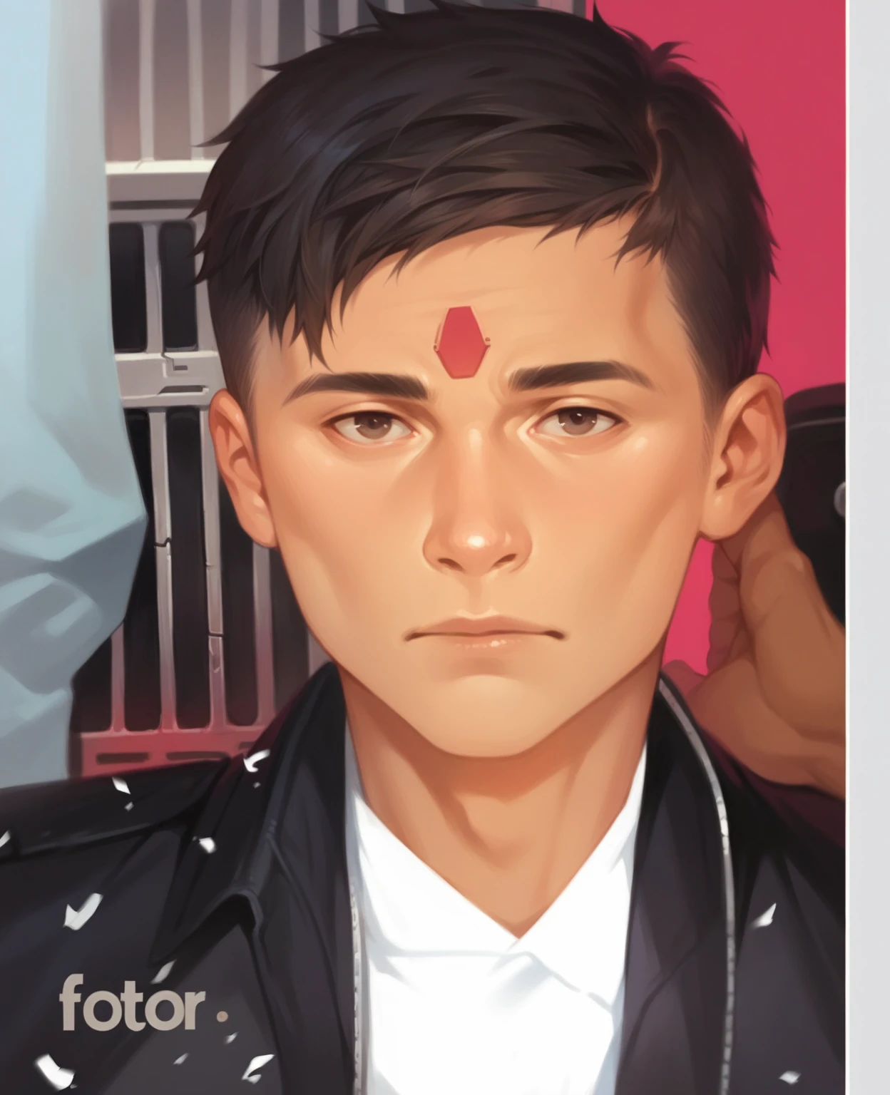 A attitude boy with car futuristic background and realistic face