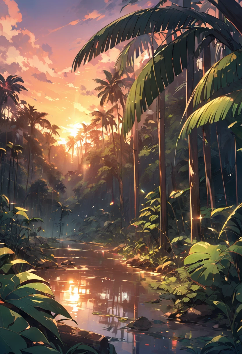 Sunset in the rainforest
