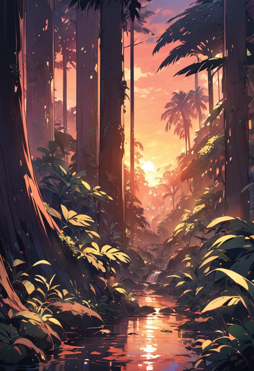 Sunset in the rainforest
