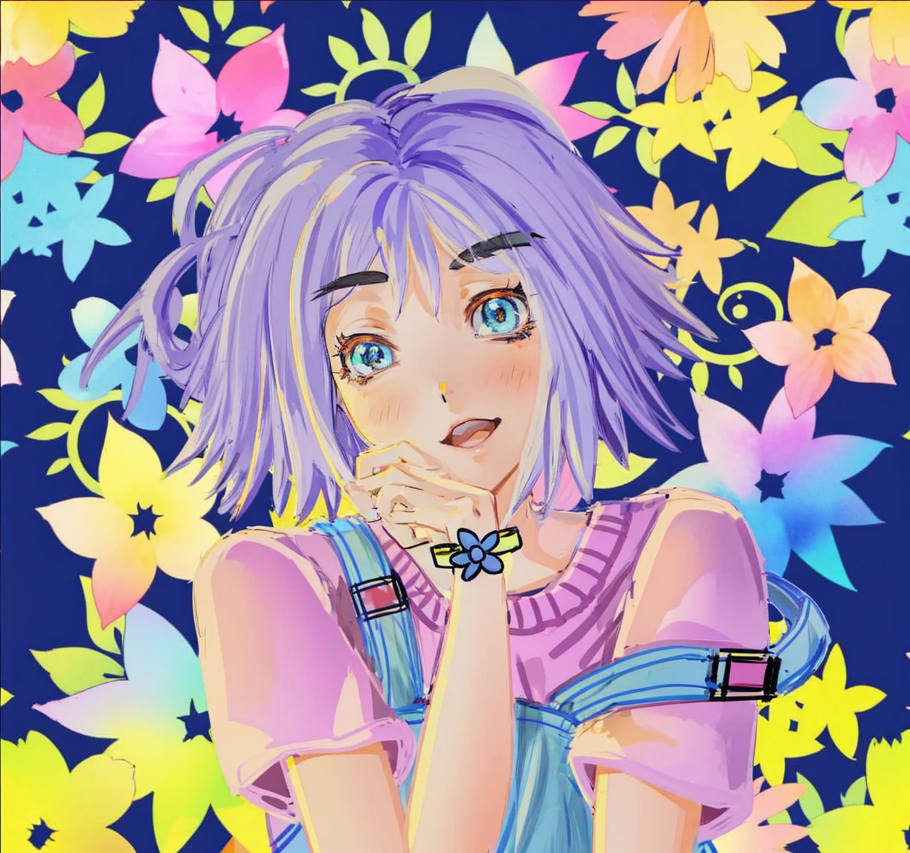 Anime school girl with uniform on bridge watching the stream...skaura tree 