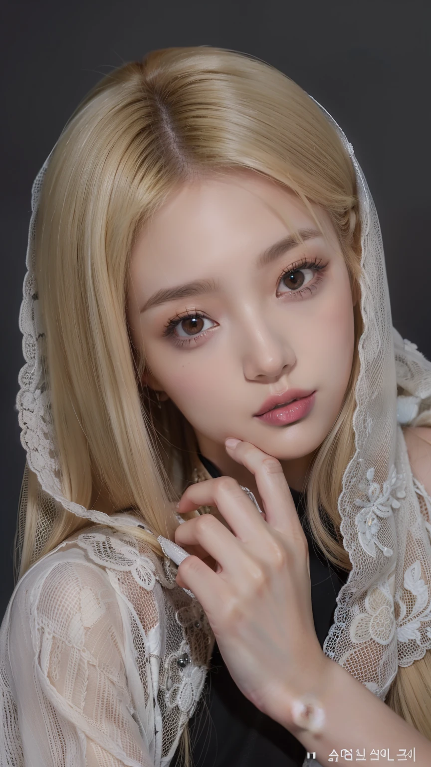 Blonde woman with long hair holding white mobile phone., Portrait of Kim Petra, popular makeup in korea, Portrait of Blackpink Josh, Blackpink's Roseanne Park, Best Face, popular korean makeup, Brutal Korean Gothic Girl, Avamax, with long white hair, You need Yanjun Cheng for inspiration., beautiful dolphin, Taejin Kim