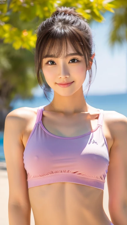 ((Highest quality、8k、masterpiece:1.3))、((Training Gym))、Training、Natural lighting、Young Japanese woman、((Sportswear))、(Anatomically correct body)、(Perfect Body Beauty:1.2)、(Cute smile)、Highly detailed beautiful face、Beautiful skin texture、Beautiful Eyes、double eyelid、Large Breasts、Beautiful long legs、(Looking into the camera)