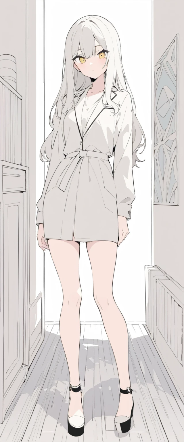 Highest quality, beautiful, detailed,
One girl, detailed background,
Highest quality, Flat Color, Limited edition palette, bold lines BREAK,
One girl, , Long Hair, cute,
View your viewers,Contemporary, BREAK,
whole body, Full Body Lesbian,White background