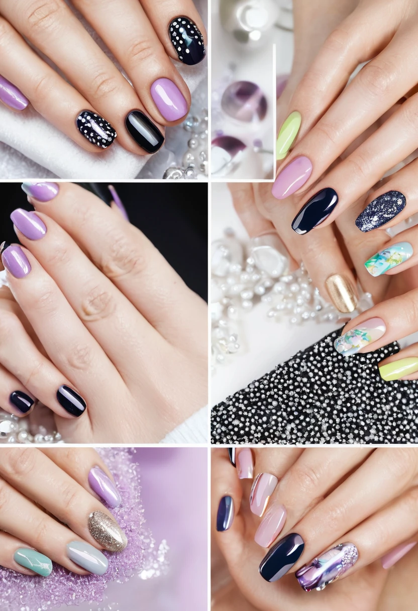 collage of manicure details