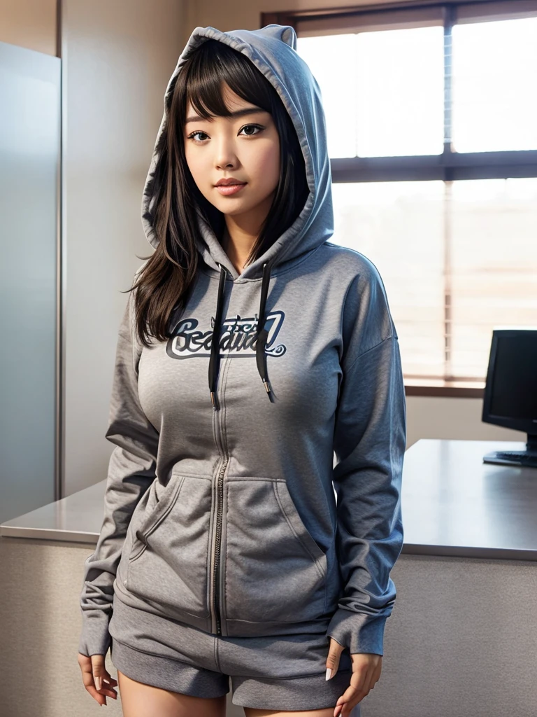 Koharu big breast wearing a hoodie 